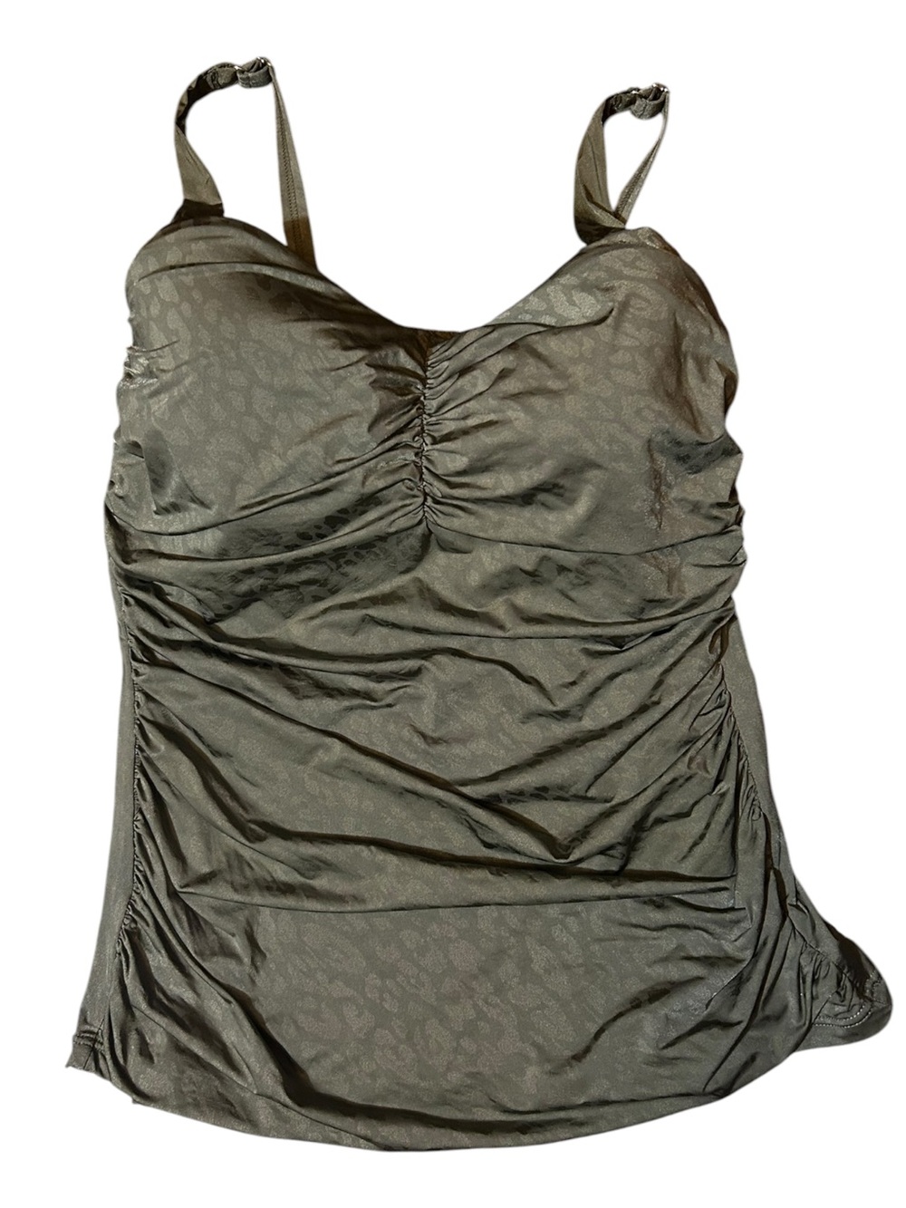Profile by Gottex Green Leopard Print Tankini Sz 38 D Ruched